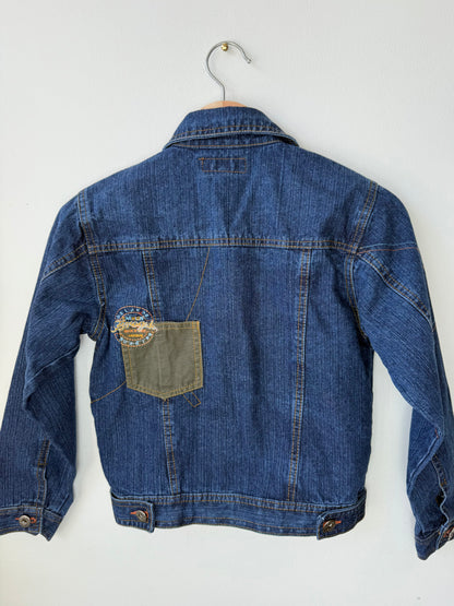 Y2K Long Li Kids' Blue Denim Jacket with Logo Stitching