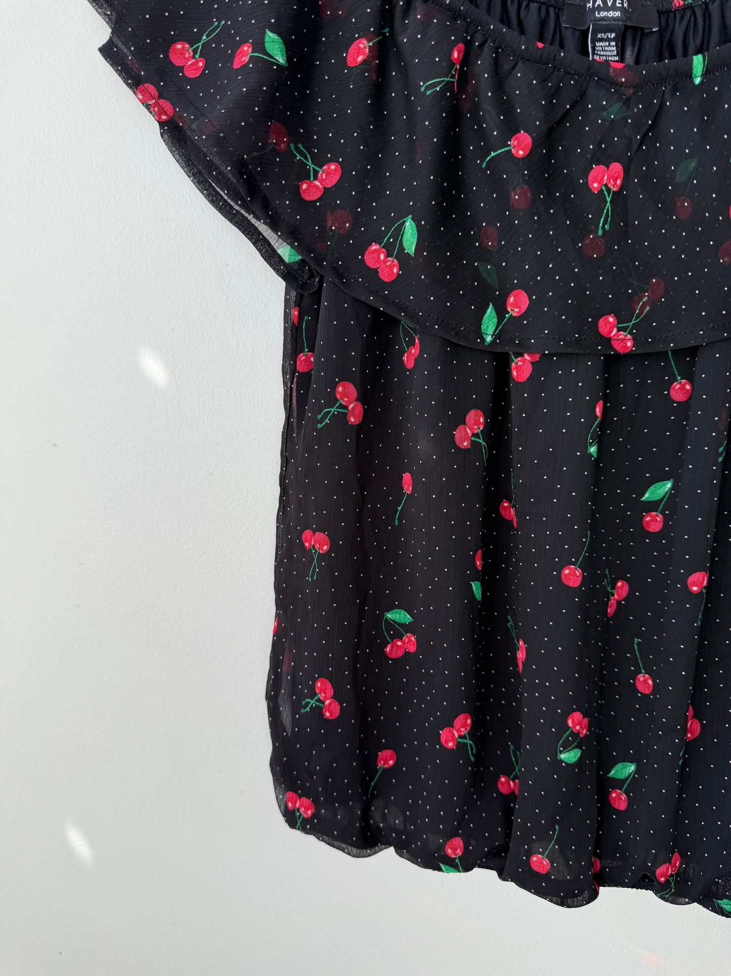 Laver London Women's Cherry & Polka Dot Print Top
