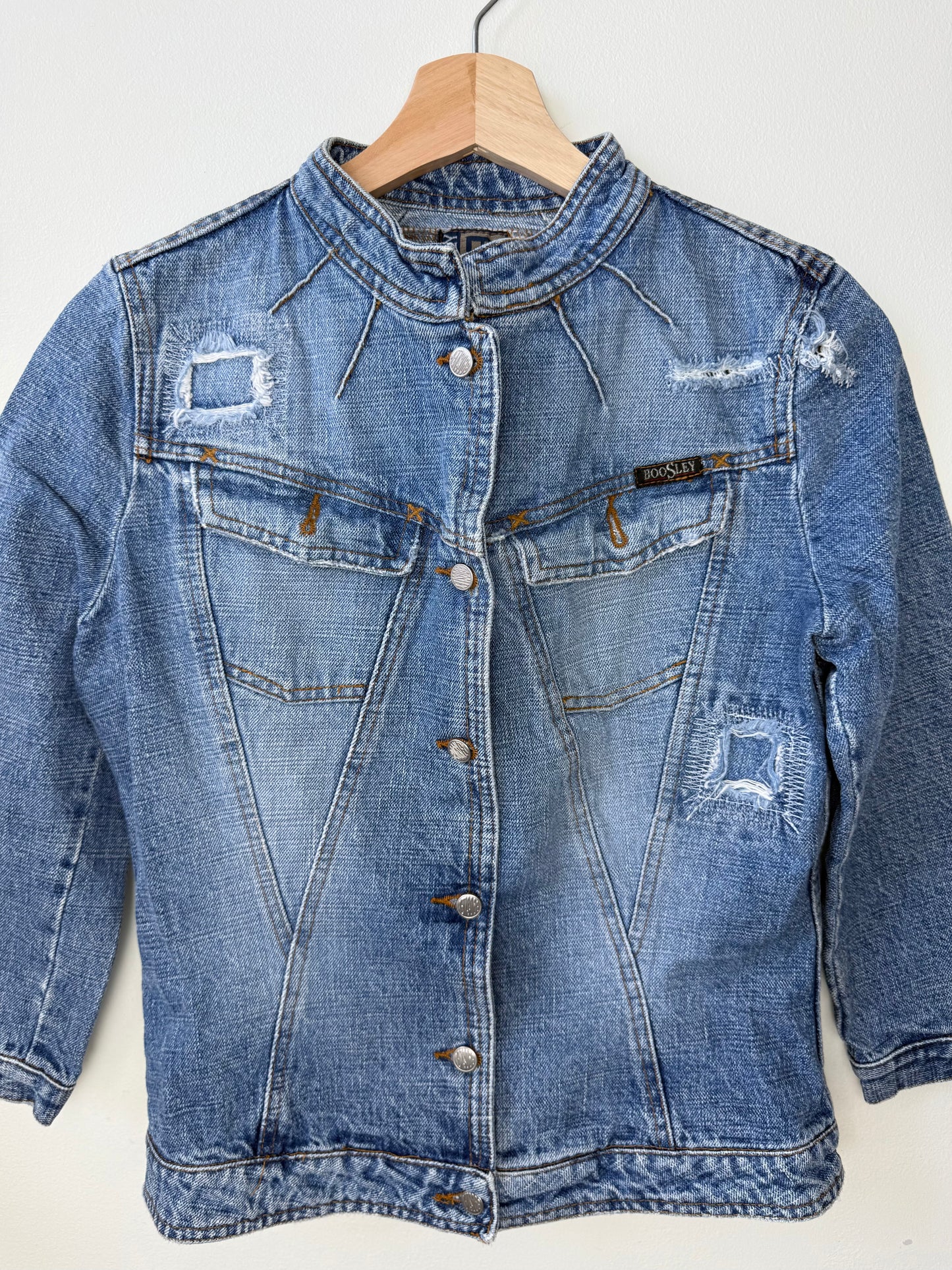 Y2K BOOSLEY JEANS Women's Distressed Blue Denim Jacket