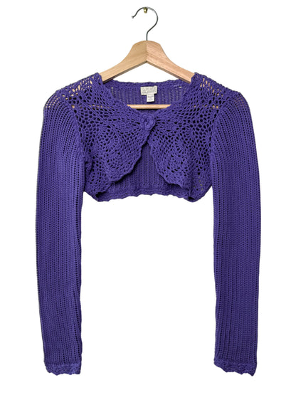 Place 1989 Girls' Purple Crocheted Sweater Cardigan
