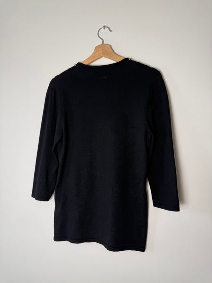 Y2K Jona Women's Black Scoop Neck 3/4 Sleeve Knit Top
