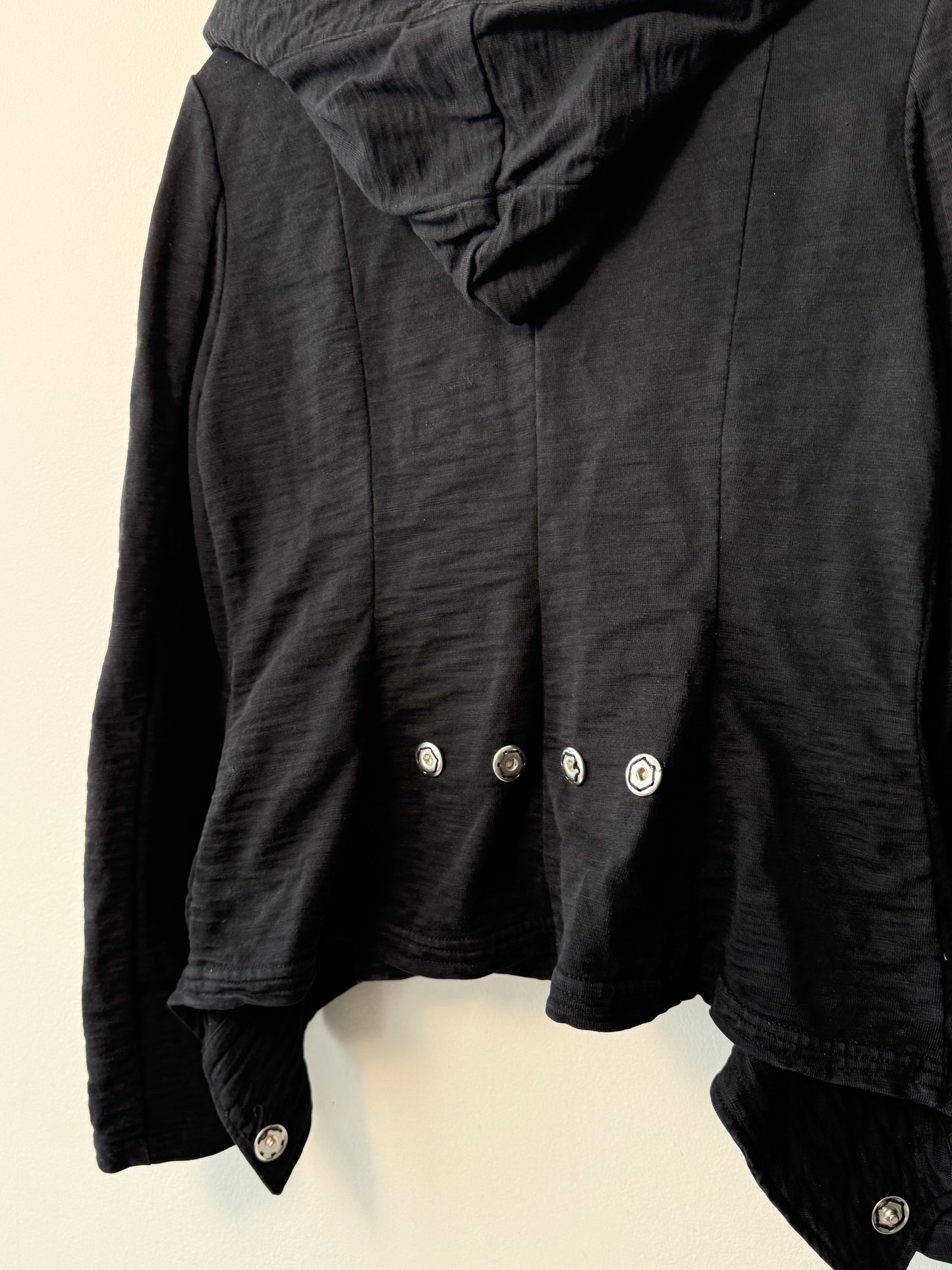 Y2K Parasuco Denim Legend Women's Black Asymmetrical Zip-Up Hoodie Jacket