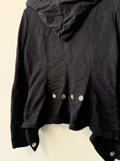 Y2K Parasuco Denim Legend Women's Black Asymmetrical Zip-Up Hoodie Jacket