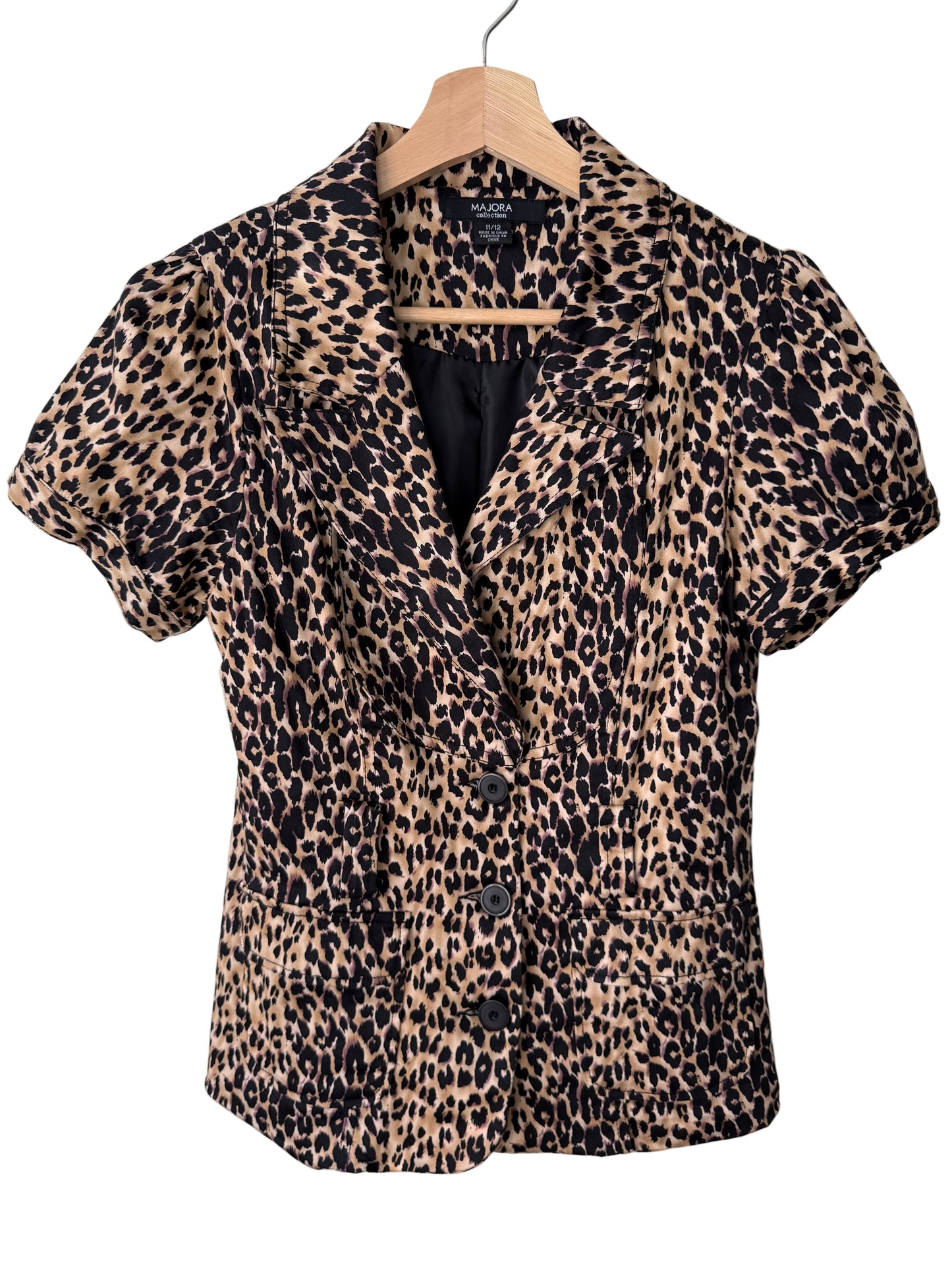 Majora Collection Women's Leopard Print Short Sleeve Blouse