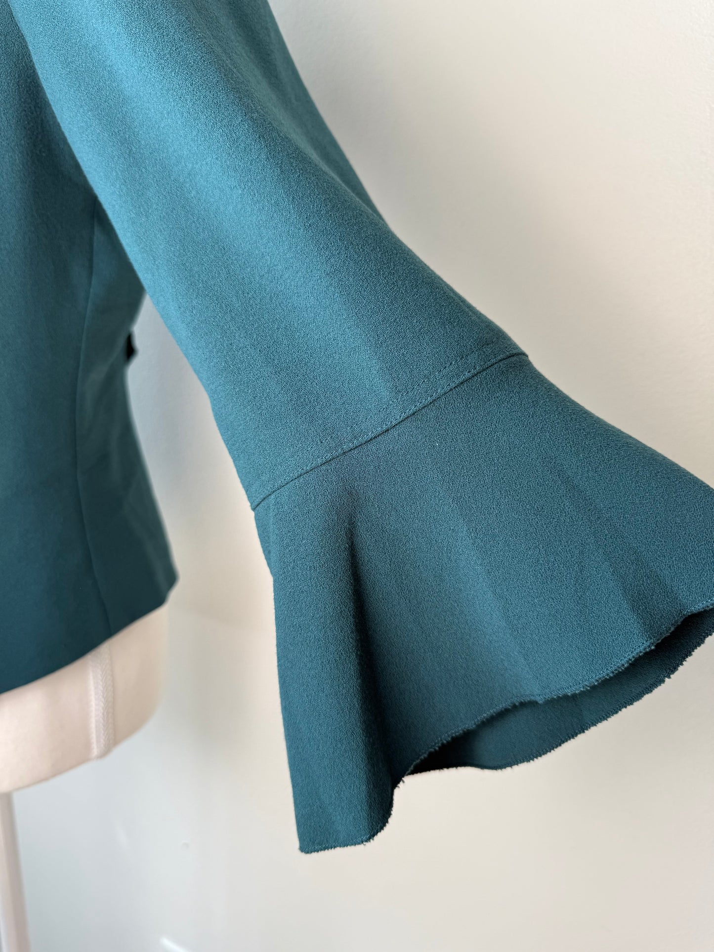 INSIGHT New York Women's Teal Jacket with Faux Leather Collar & Lace