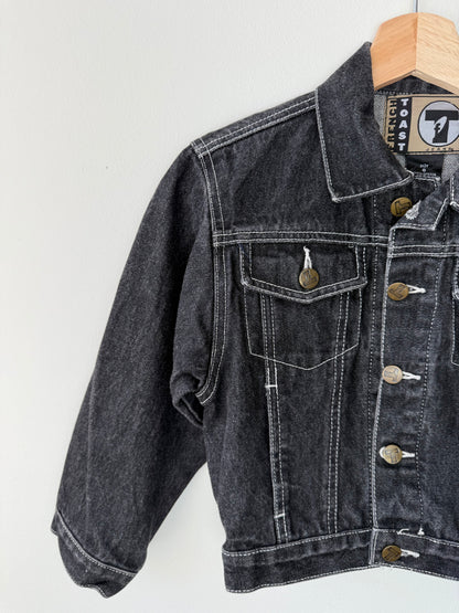 Y2K FRENCH TOAST Kids' Black Denim Jacket with White Stitching