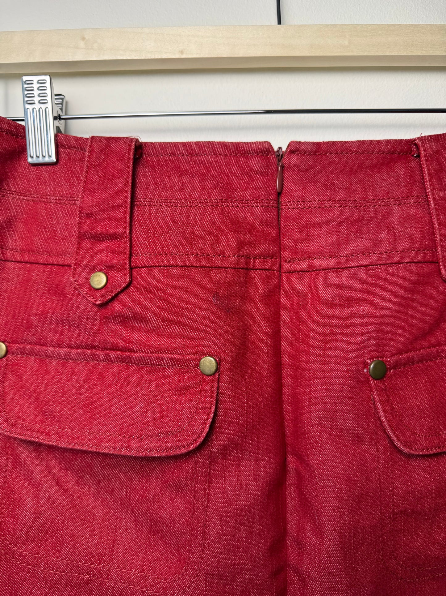 Y2K Worthington Women's Red Midi Denim Skirt