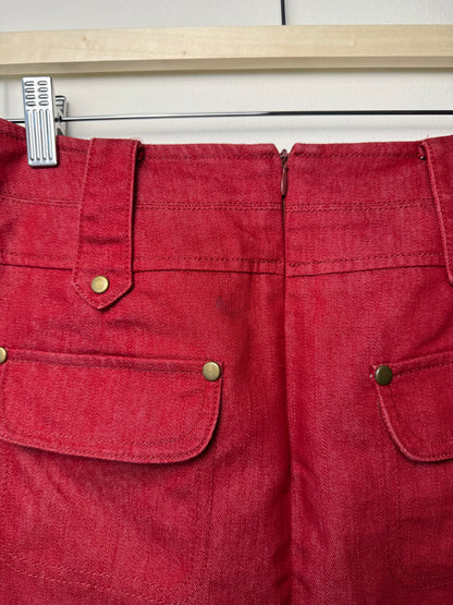 Y2K Worthington Women's Red Midi Denim Skirt