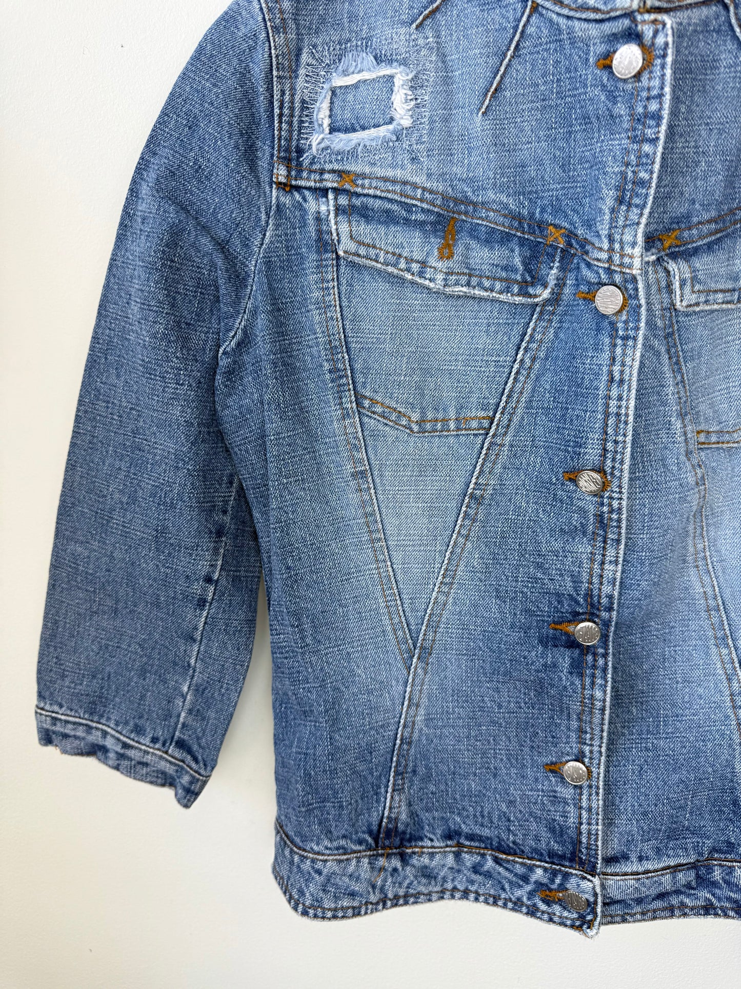 Y2K BOOSLEY JEANS Women's Distressed Blue Denim Jacket