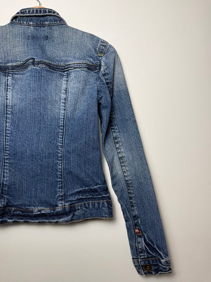 Vintage Y2K moto Women's Blue Denim Jacket