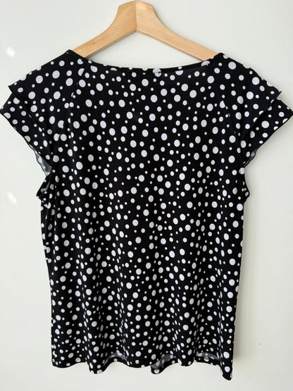 Laura Petites Women's Black & White Polka Dot Top