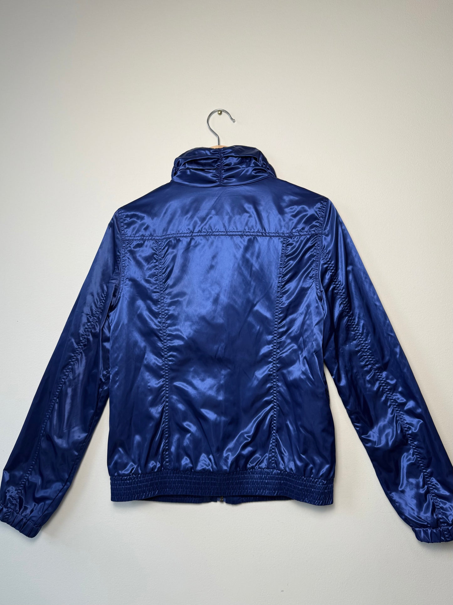 Y2K edc Women's Shiny Blue Lightweight Zip-Up Jacket