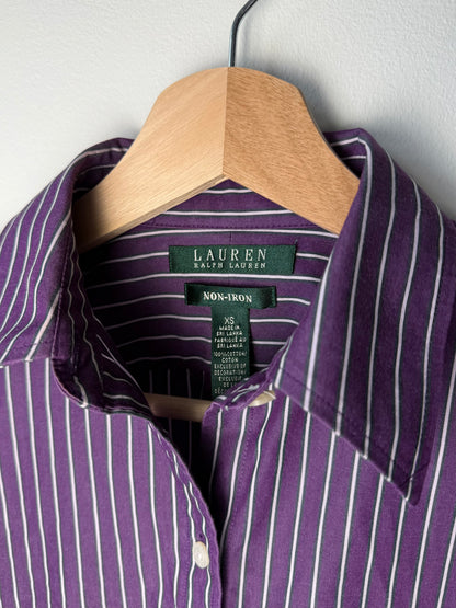 LAUREN By Ralph Lauren Women's Non-Iron Purple Striped Shirt