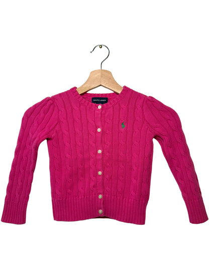 Ralph Lauren Girls' Pink Cable Knit Cardigan