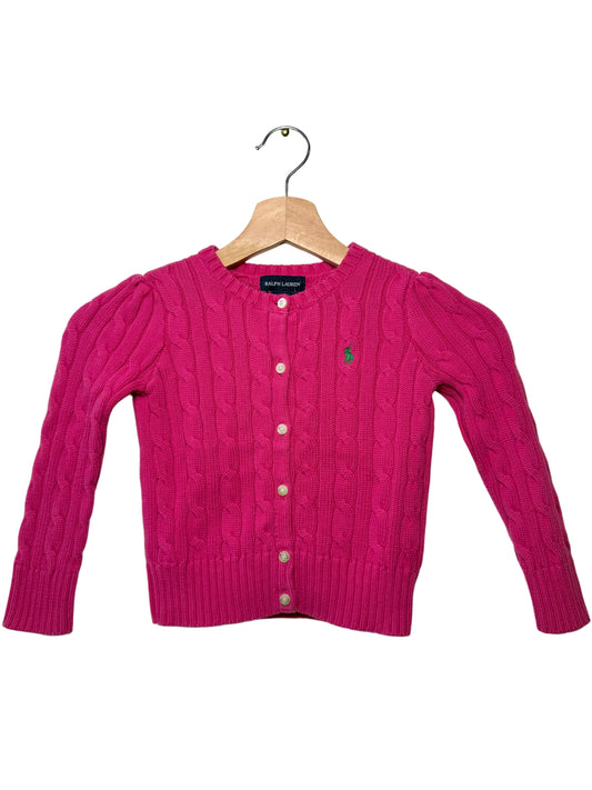 Ralph Lauren Girls' Pink Cable Knit Cardigan