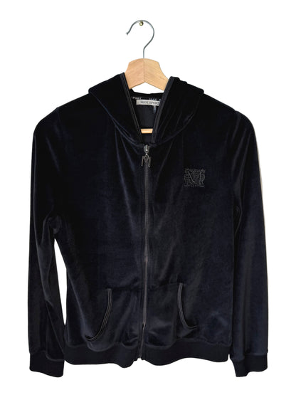 Y2K MAX SPORT Women's Black Velour Zip-Up Hoodie With Logo
