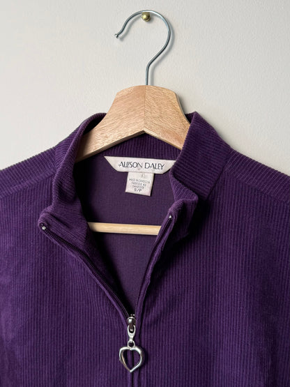 Vintage Allison Daley Women's Purple Corduroy Zip-up Jacket