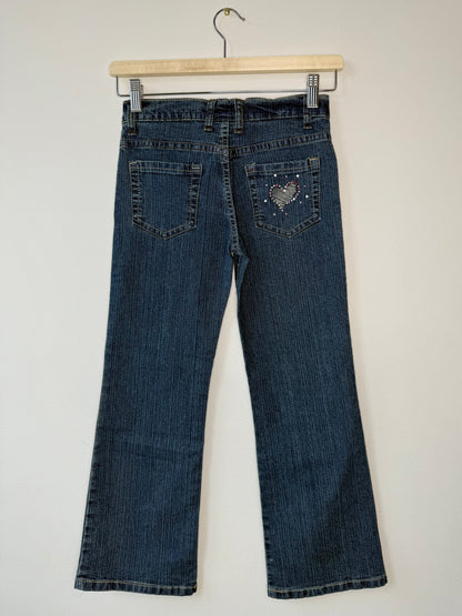 Y2K Ynot Girl's Blue Denim Jeans with Rhinestone Heart Details