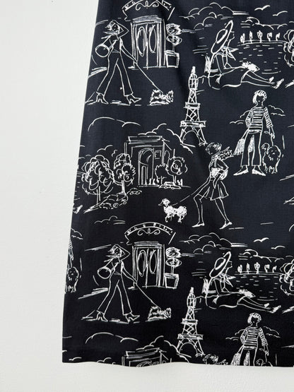 RW & CO Women's Black Cityscape Print Skirt