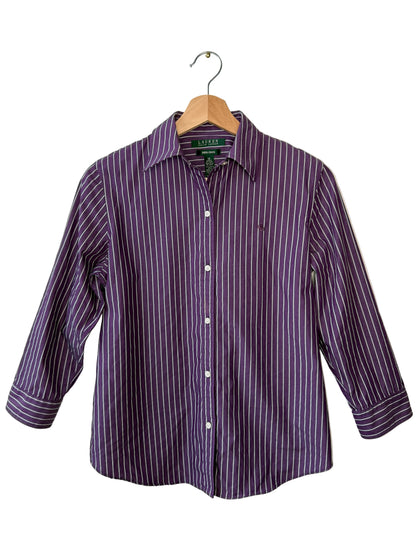 LAUREN By Ralph Lauren Women's Non-Iron Purple Striped Shirt
