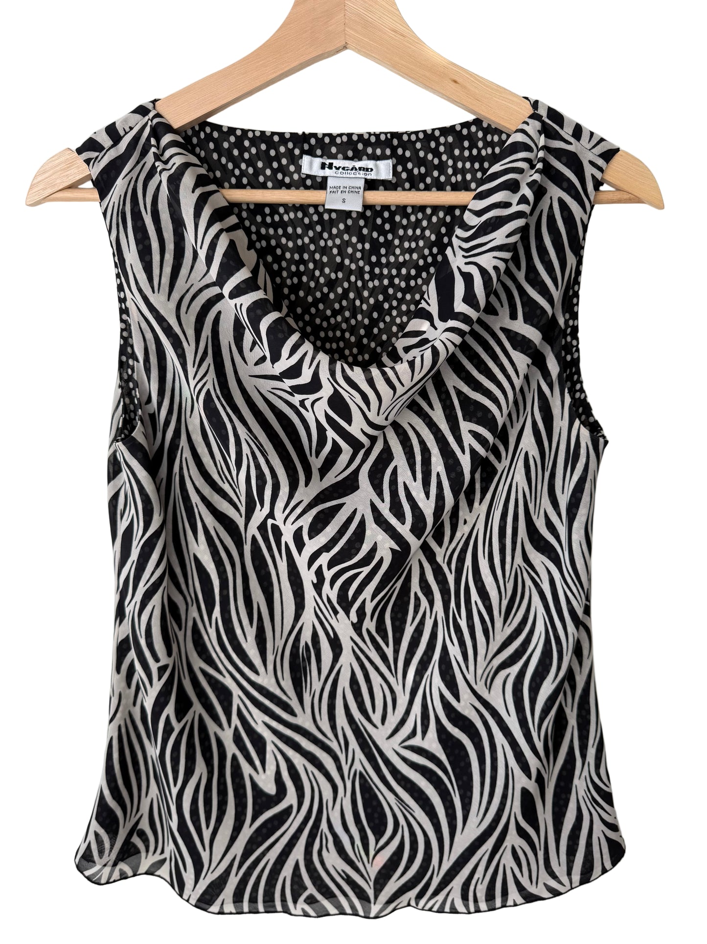 Nygard Collection Women's Reversible Zebra + Polka Dot Sleeveless Top