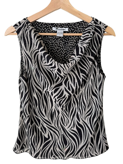 Nygard Collection Women's Reversible Zebra + Polka Dot Sleeveless Top