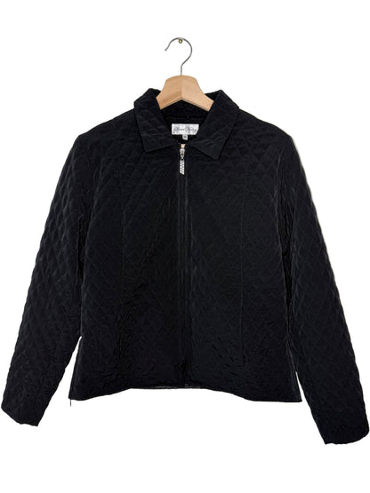 Y2K Sport Haley Women's Black Quilted Jacket with Rhinestone Zipper
