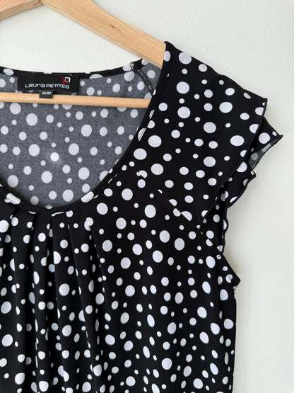 Laura Petites Women's Black & White Polka Dot Top