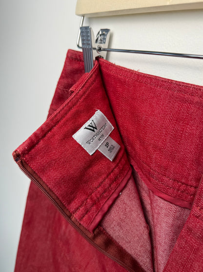 Y2K Worthington Women's Red Midi Denim Skirt