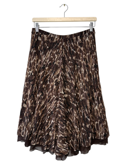 Vintage Fuzzi Women's Leopard Print Mesh A-Line Midi Skirt