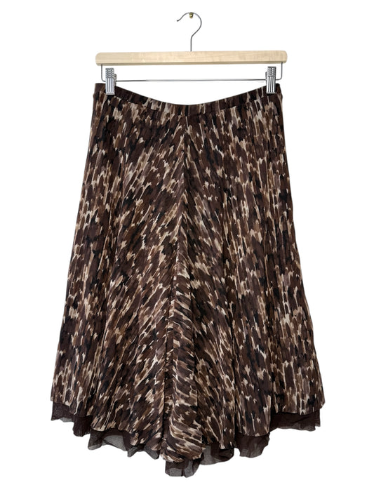 Vintage Fuzzi Women's Leopard Print Mesh A-Line Midi Skirt