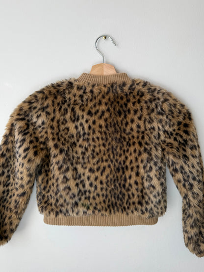 Y2K Miss Mona Mouse Girls' Leopard Faux Fur Zip-Up Jacket