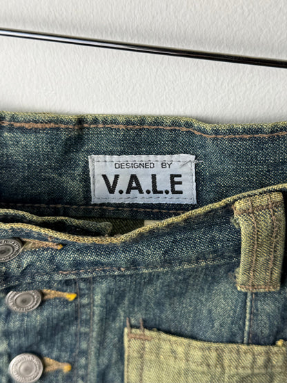 Y2K V.A.L.E Women's Greenish-Blue Long Denim Skirt