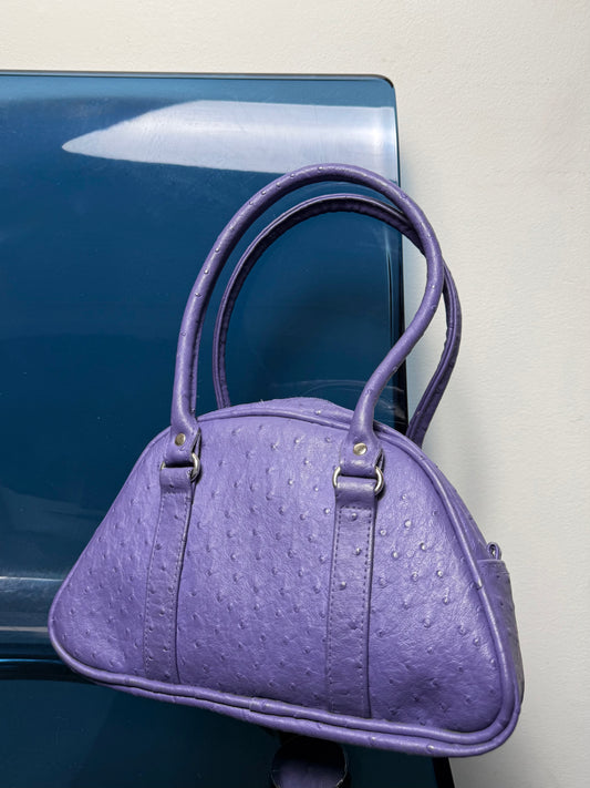 Y2K Steve Madden Purple Ostrich-Embossed Retro Handbag
