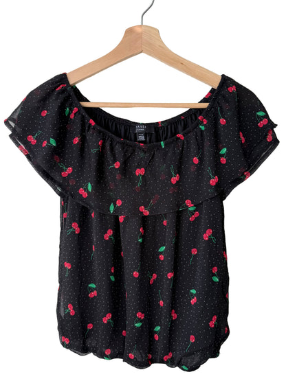 Laver London Women's Cherry & Polka Dot Print Top