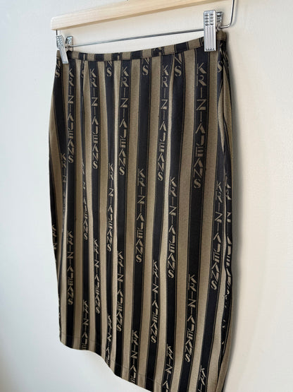 Vintage Krizia Jeans Women's Brown Striped Pencil Skirt