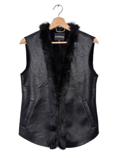EXPRESS Women's Black Faux Fur Vest