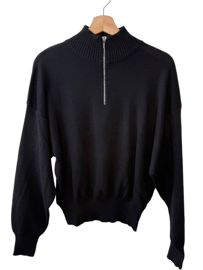 Vintage Y2K Meister Women's Black Sweater with Rhinestone Zipper