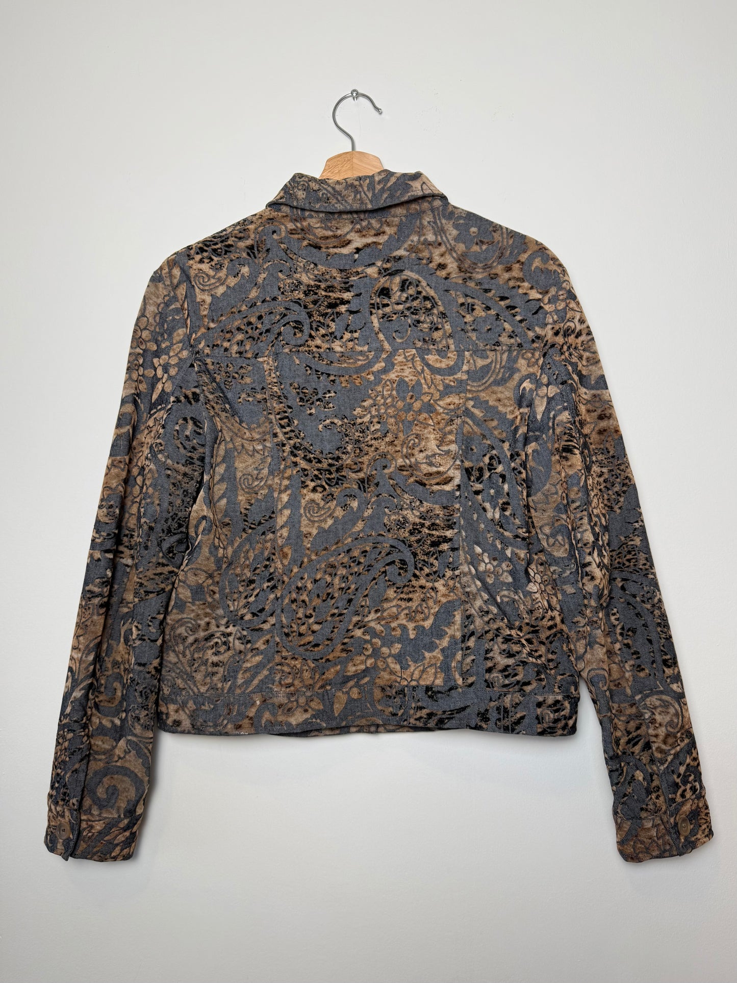 Vintage Y2K Women's Olsen Black Animal Print Denim-Style Jacket