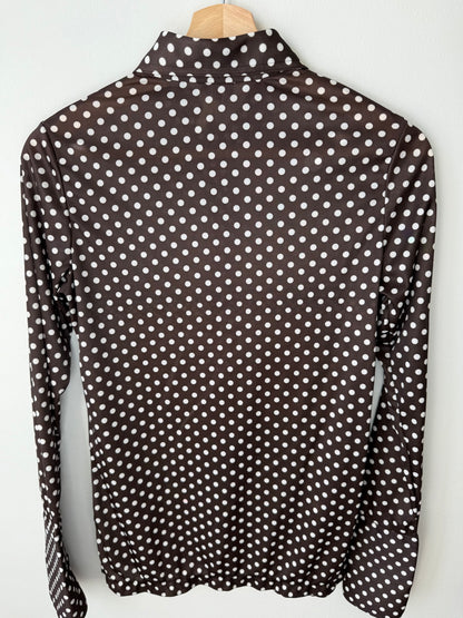 Vintage Galliano Women's Brown Polka Dot Shirt