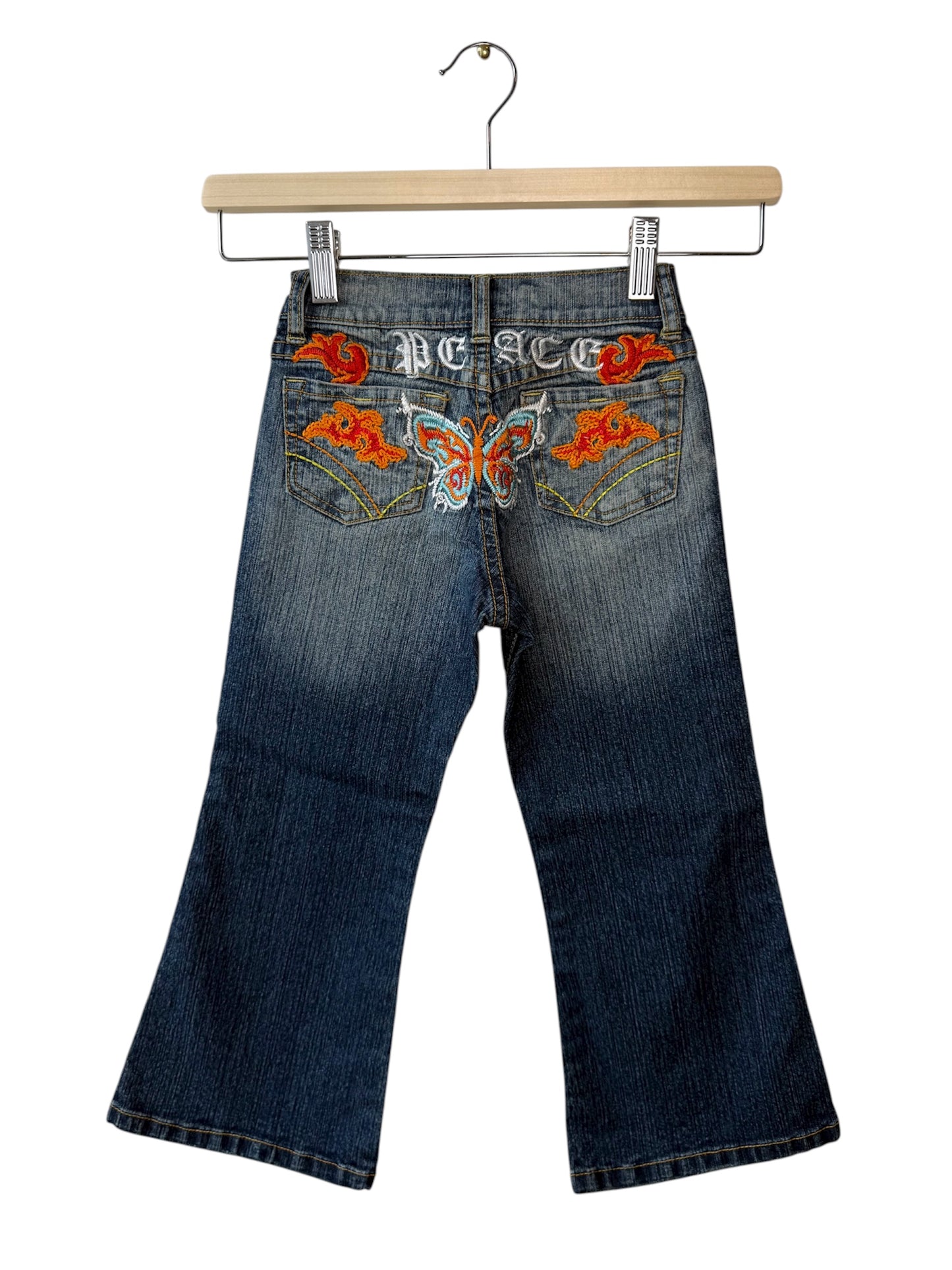 Y2K Kids' Flare Jeans with Butterfly Embroidery