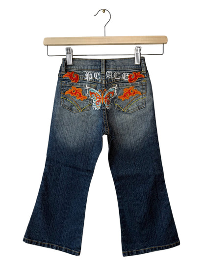 Y2K Kids' Flare Jeans with Butterfly Embroidery