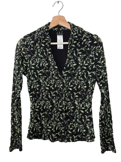 INC Women's Black Floral Patterned Blouse