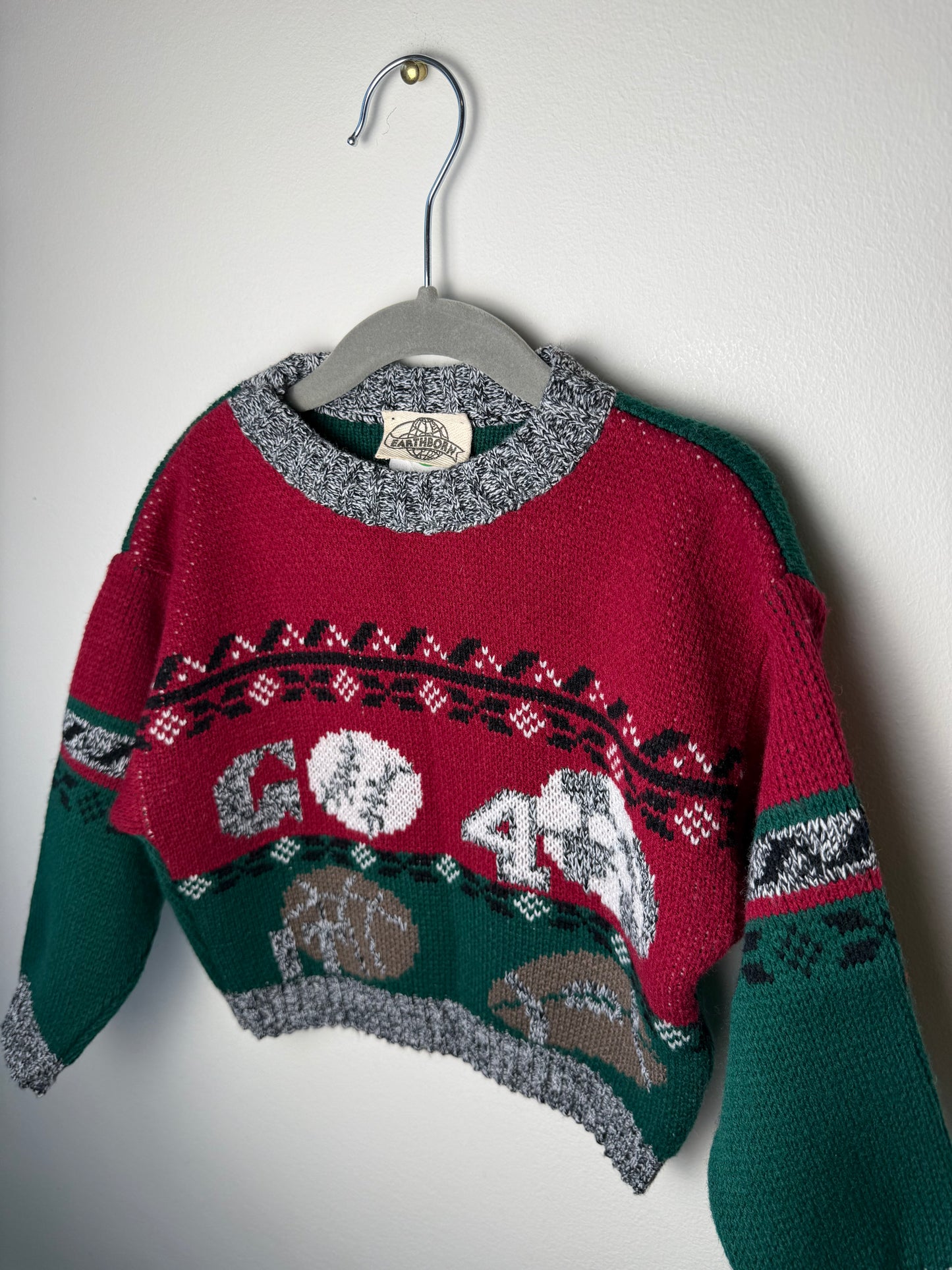 Vintage EARTHBORN Kids' Sports-Themed Christmas Sweater