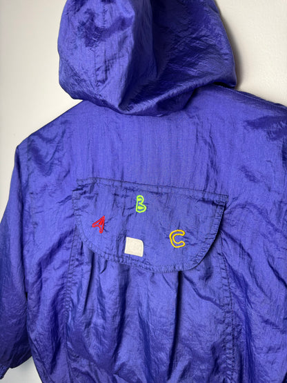 Vintage Kids' Blue-Purple Windbreaker with Mickey Mouse Embroidery