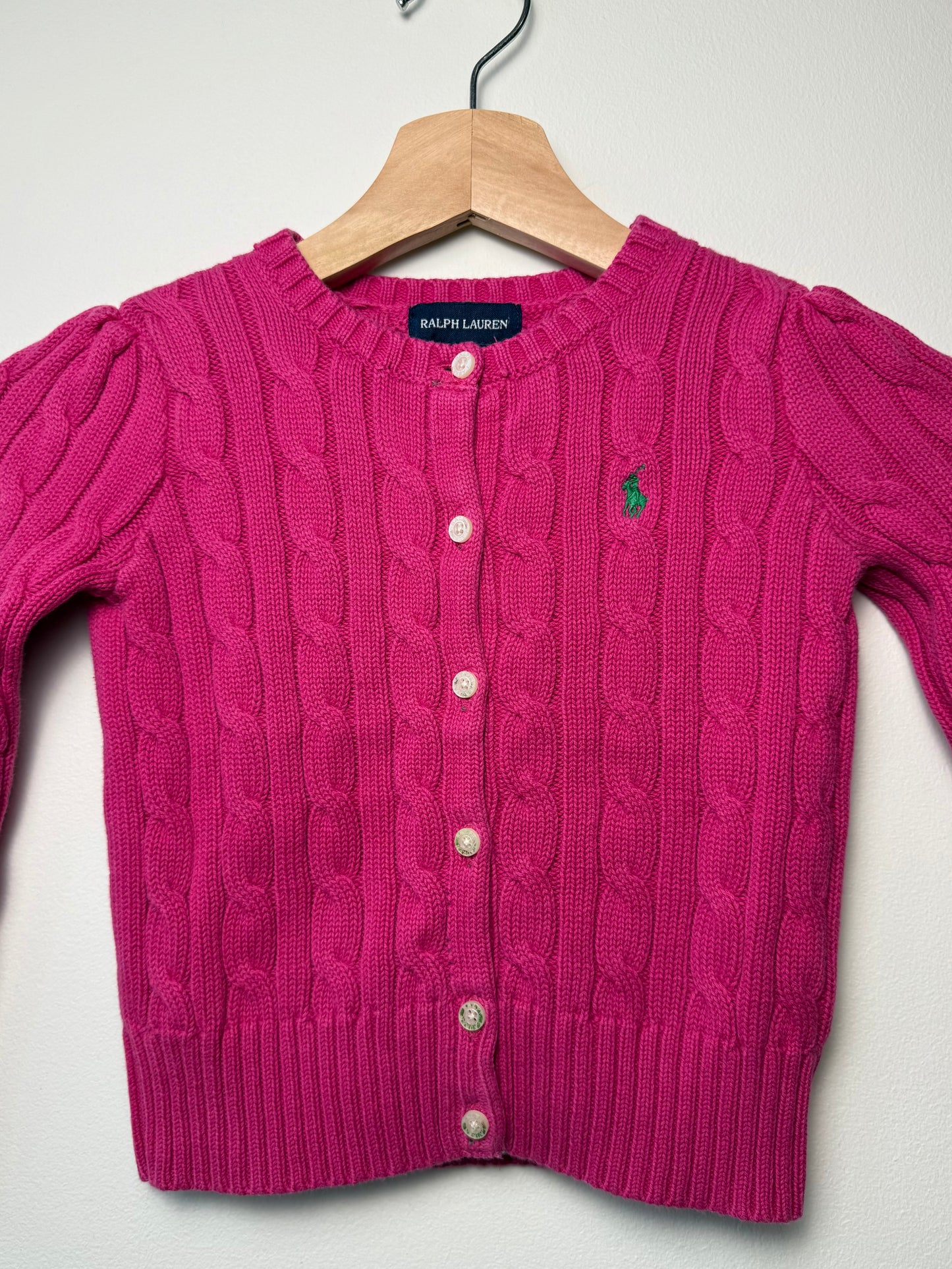 Ralph Lauren Girls' Pink Cable Knit Cardigan
