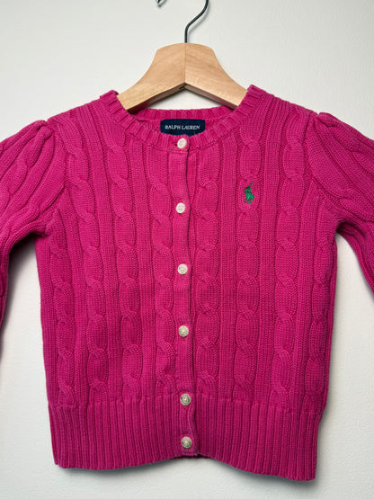 Ralph Lauren Girls' Pink Cable Knit Cardigan