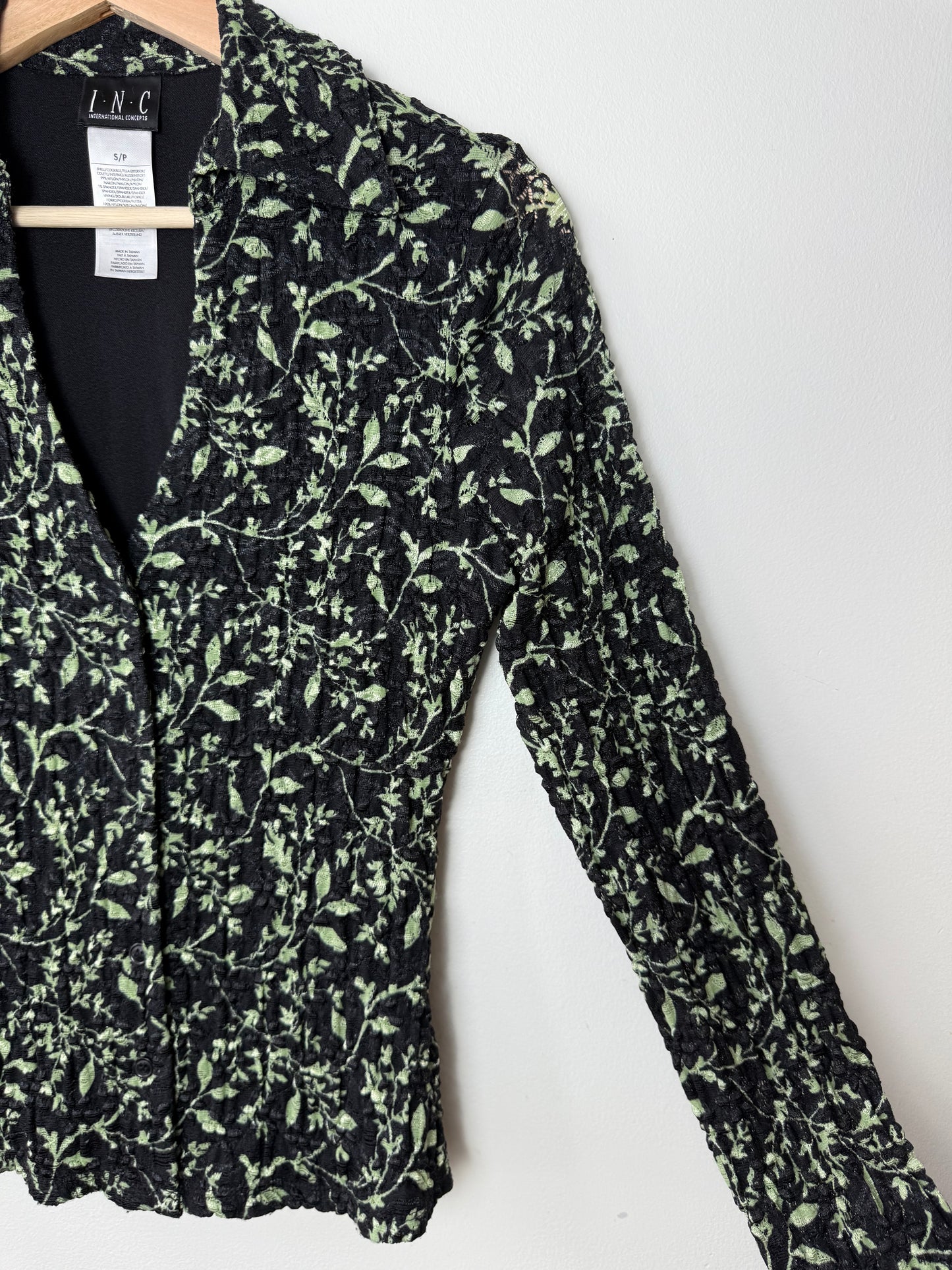INC Women's Black Floral Patterned Blouse