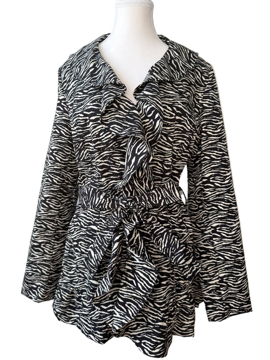 Sandro Studio Women's Zebra Print Ruffle Collar Jacket