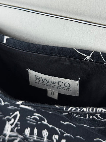 RW & CO Women's Black Cityscape Print Skirt